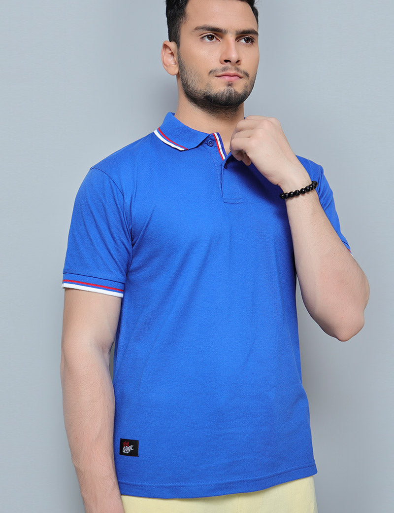 Men Short Sleeve Polo Shirt Blue