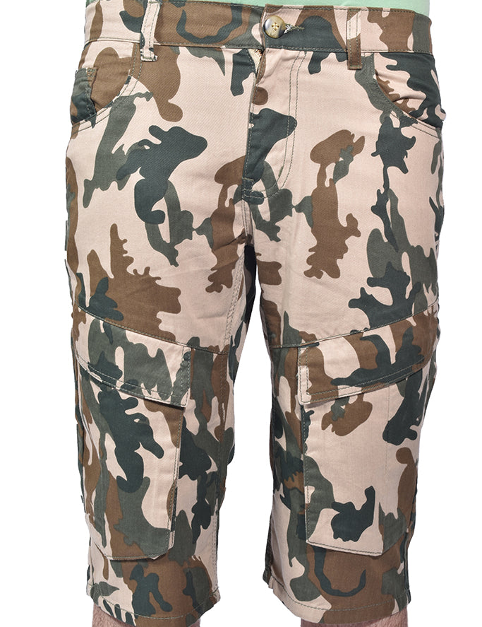 Men Denim Short Camo Design Green