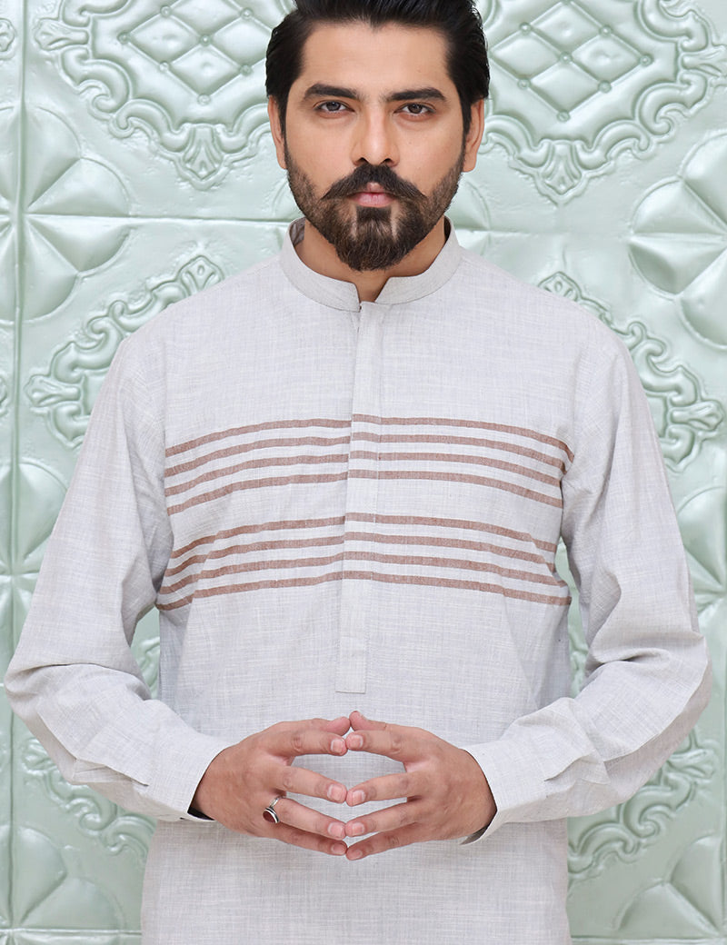 Men Cotton Khaddar Kameez Shalwar Grey