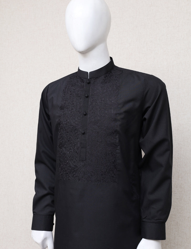 Men Embroidered Shalwar Kameez Black