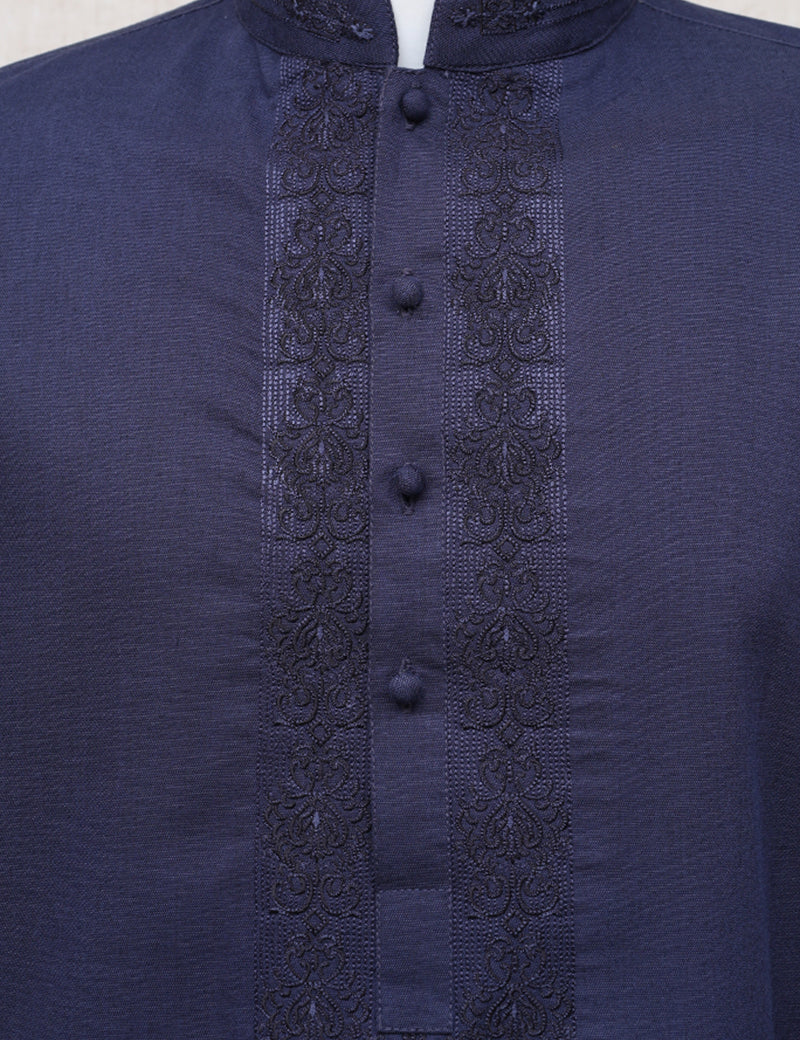 Men Premium Embroidered Shalwar Kameez Navy