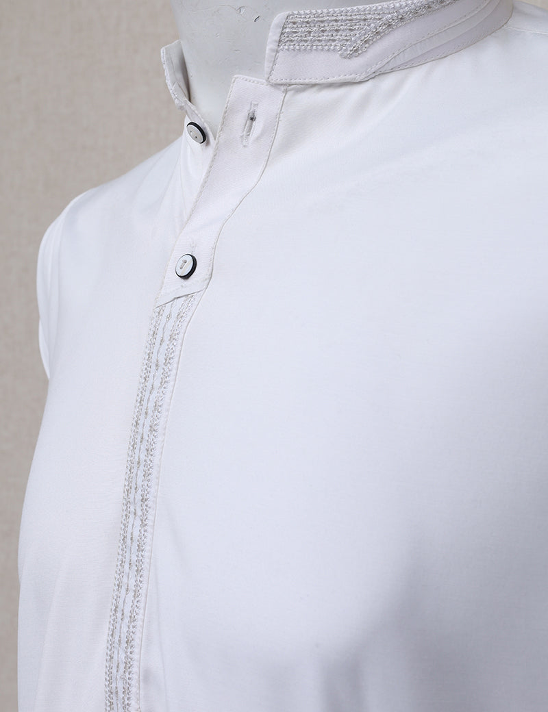 Men Premium Embroidered Shalwar Kameez White