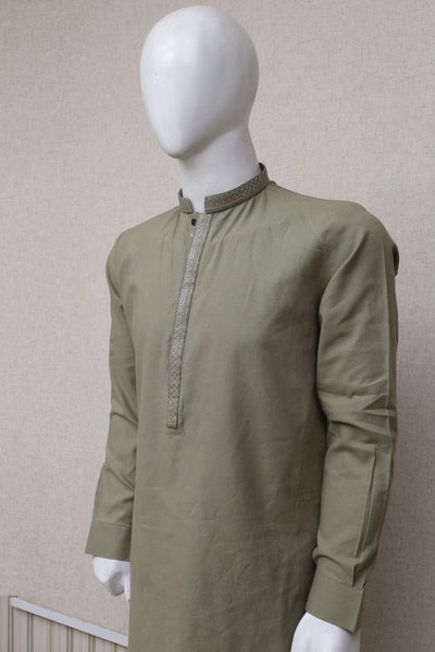 Men Premium Khaddar Shalwar Kameez Olive