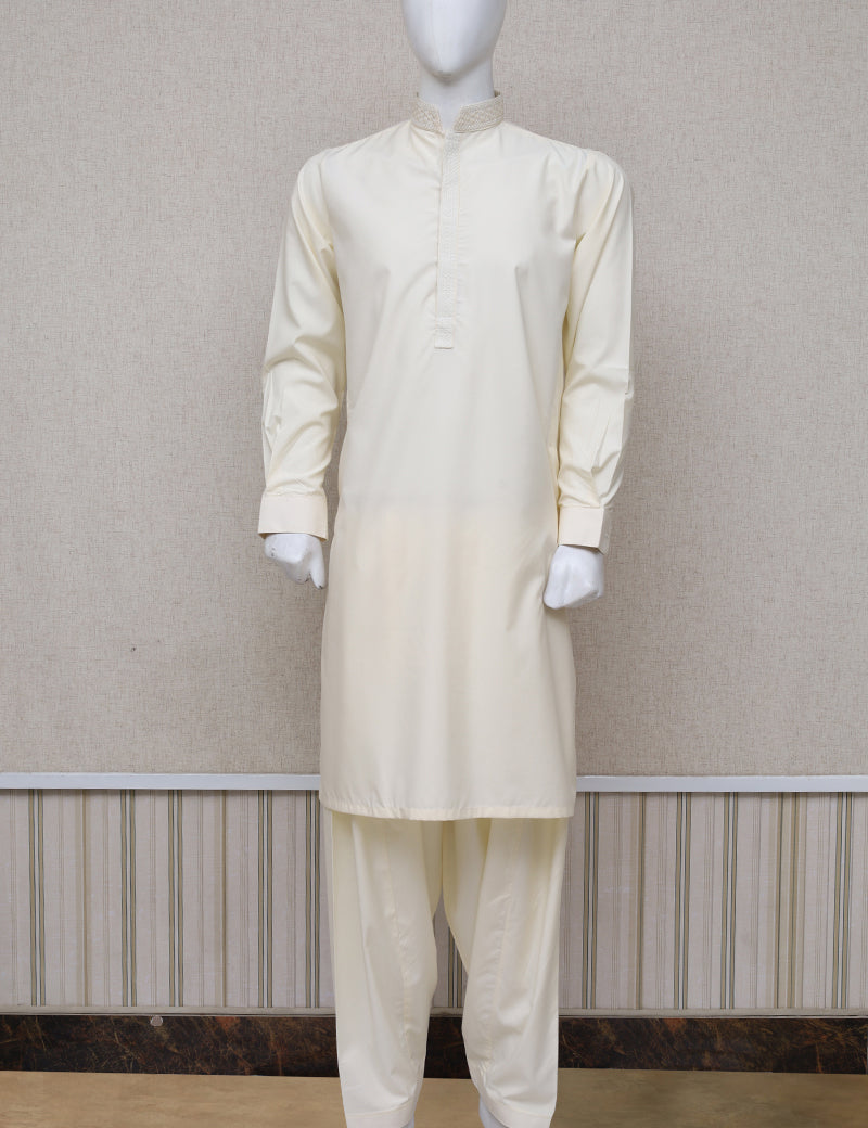 Men Premium Shalwar Kameez Cream