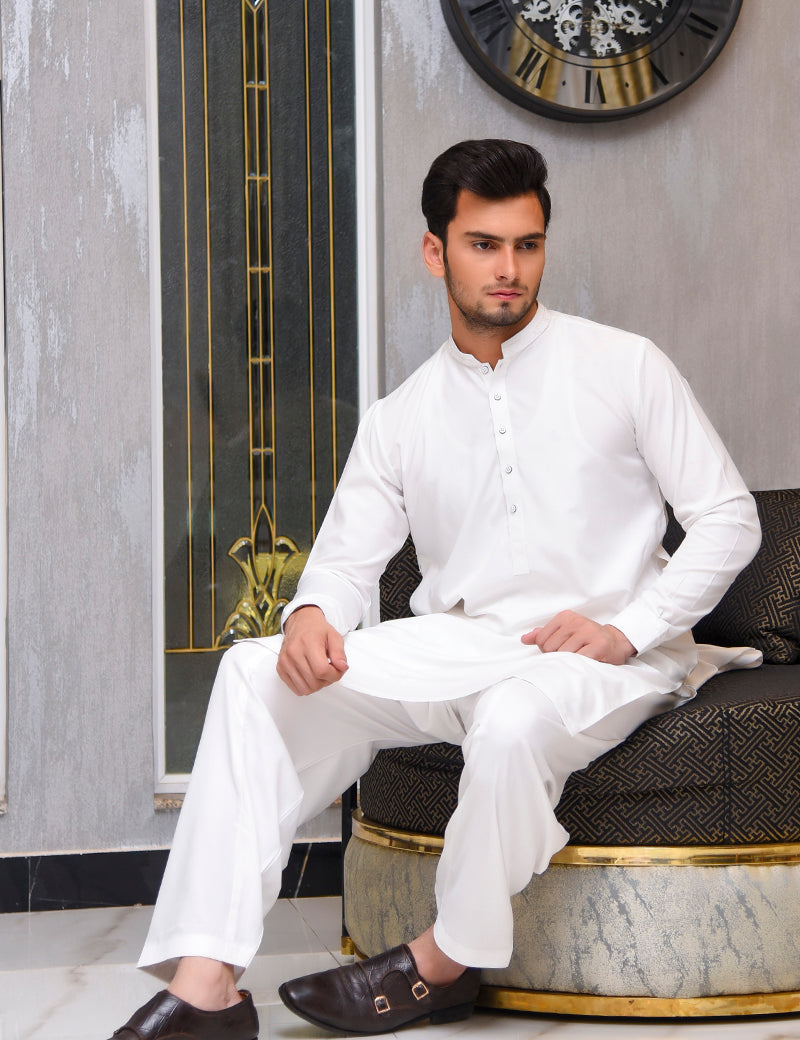 Men Premium Shalwar Kameez Off-White