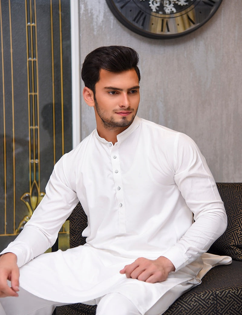 Men Premium Shalwar Kameez Off-White