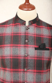 Men Premium Waistcoat Cross Check Design Grey