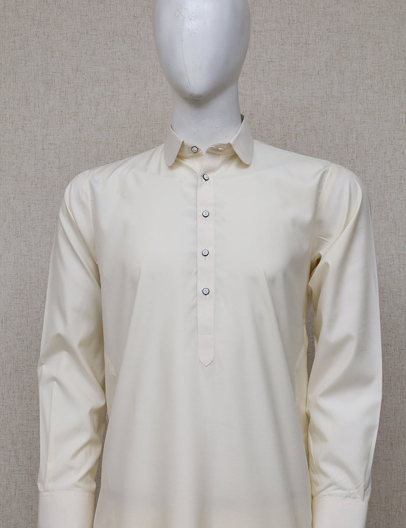 Men Premium Shalwar Kameez Cream