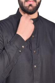 Men Kameez Shalwar Premium Fabric Wash-N-Wear Black