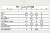 Kurta size chart for men