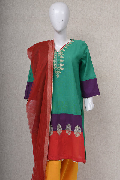 Women Embroided 2-Piece Khaddar Kurta/ Dupatta