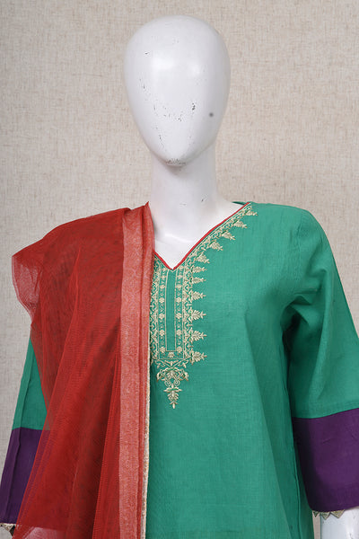 Women Embroided 2-Piece Khaddar Kurta/ Dupatta