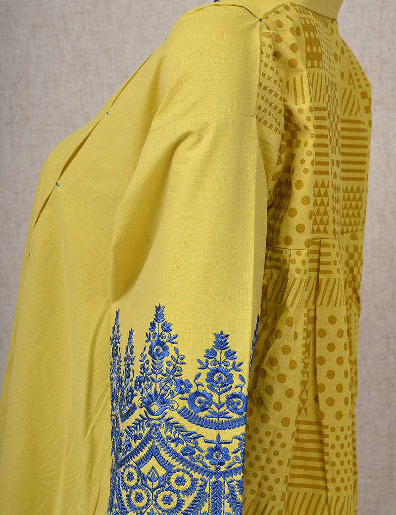 WomenSelfPrintedEmbroidedKurtiYellow_1.jpg