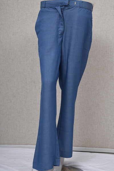 Women Trouser with Front Button Fly Blue
