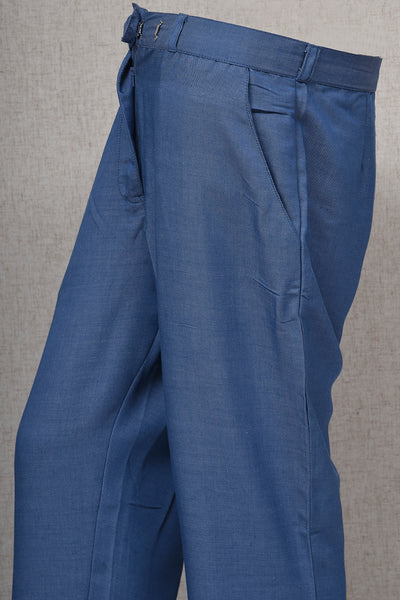 Women Trouser with Front Button Fly Blue