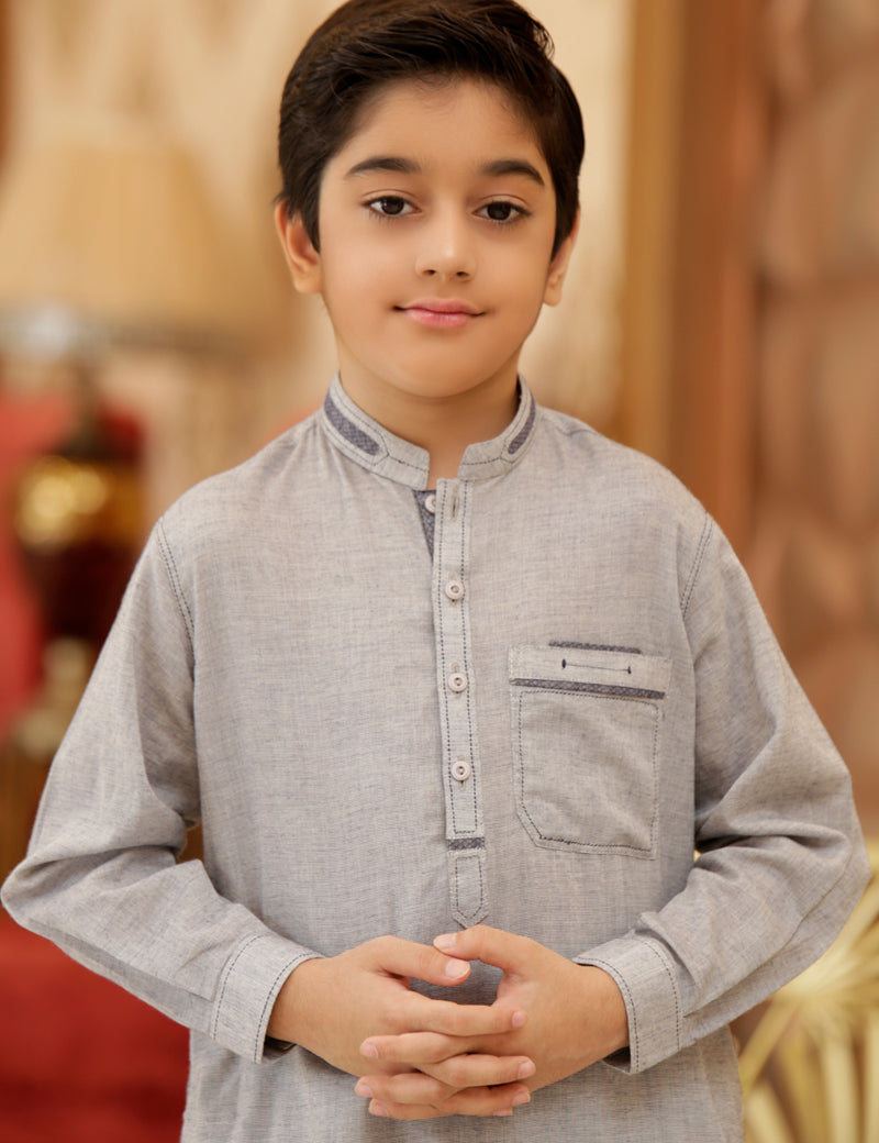 Boy Premium Kameez shalwar Silver GREY